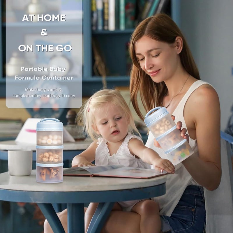 Termichy Stackable Formula Dispenser Portable Milk Powder Container, 2 Pack, Misty Blue - Image 5